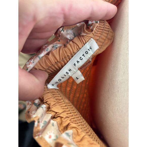 English Factory TAn Floral Peasant Dress Sz L - Picture 4 of 4